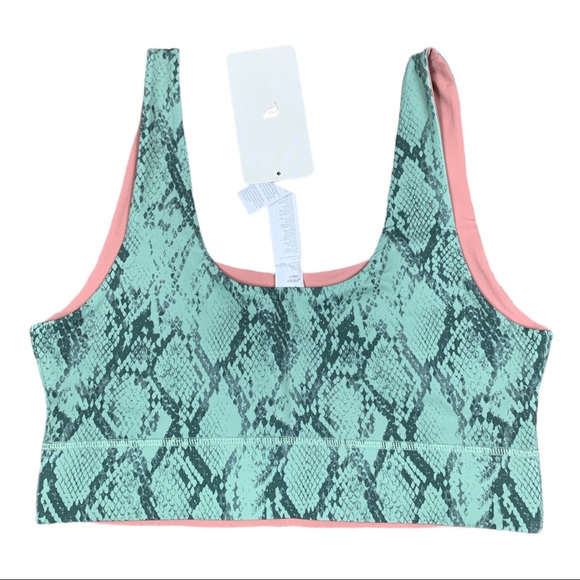 Fabletics Harlyn Midi Cactus Snake Print Reversible Sports Bra L - Picture 2 of 2